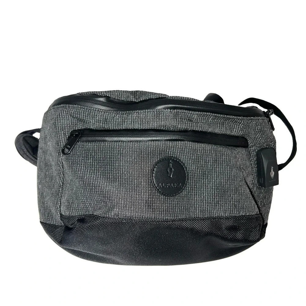 (6)Alpaka Bravo X Sling Bag Grey Marl Crossbody USB Port Travel Messenger Tech